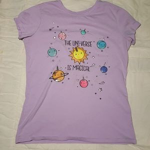 Cat & Jack Purple Girls T-Shirt (Sz L, 10/12)